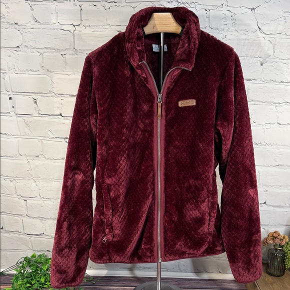 Columbia Women's Fire Side II Sherpa Full Zip Fleece Jacket Marionberry color L - Picture 2 of 15